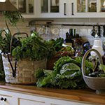salads and vegetables in kitchen